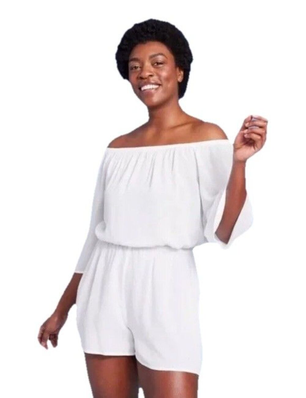 NWT Kona Sol Women's Off the Shoulder Swim Cover Up Romper White Size XL - Picture 8 of 8